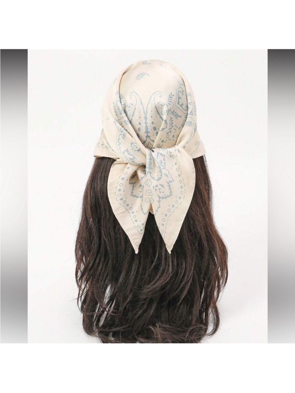 Cream Paisley Scarf silk bandana headscarf boho hair scarf new